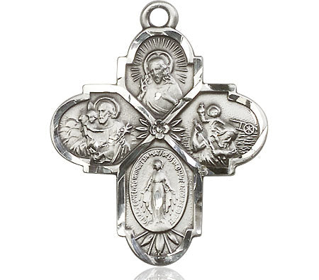 Extel Large Pewter Traditional Catholic 4-Way Cross Cruciform Medal