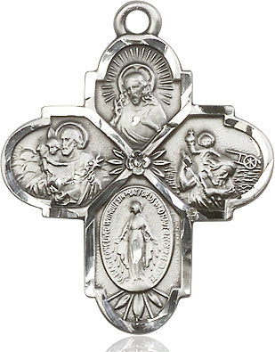 Extel Large Pewter Traditional Catholic 4-Way Cross Cruciform Medal