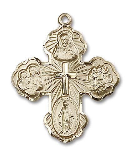 Extel Large 14kt Gold Filled Traditional Catholic 5-Way Cross Cruciform Medal