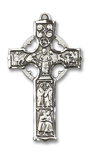 Extel Large Sterling Silver Celtic Cross Medal, Made in USA