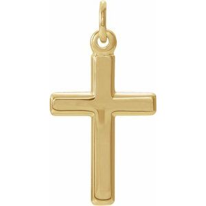 Extel Medium 14K Yellow Gold Mens Womens Religious Cross Pendant Charm Made in USA