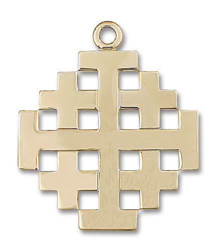 Extel Extra Large 14kt Gold Filled Jerusalem Cross Medal, Made in USA