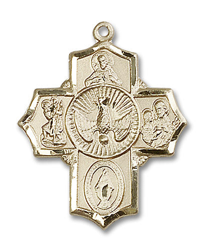 Extel Large 14kt Gold Filled Traditional Catholic 5-Way Cross Cruciform Medal