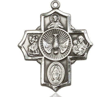 Extel Large Pewter Traditional Catholic 5-Way Cross Cruciform Medal