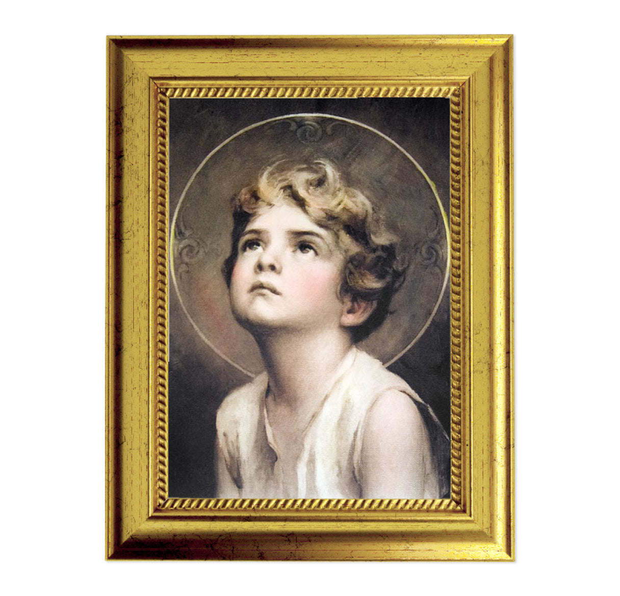 Divine Innocence Picture Framed Wall Art Decor Small Antique Gold-Leaf Frame