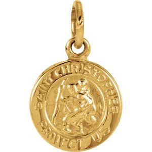 Extel Small 14K Yellow Gold Womens Religious Catholic St. Christopher Patron Saint Medal Pendant Charm