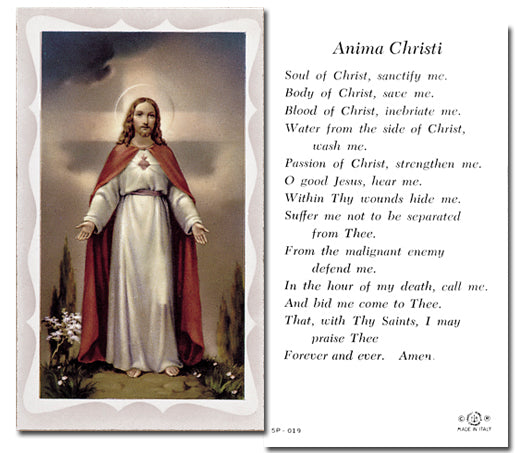 Anima Christi Catholic Prayer Holy Card with Prayer on Back, Pack of 100