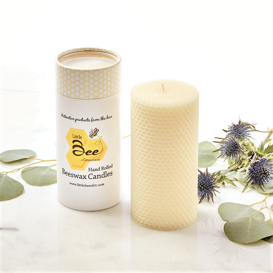 6" Hand Rolled Beeswax Pillar Candle