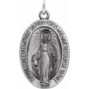 Extel Medium Sterling Silver Mens Womens Religious Catholic Miraculous Medal Pendant Charm