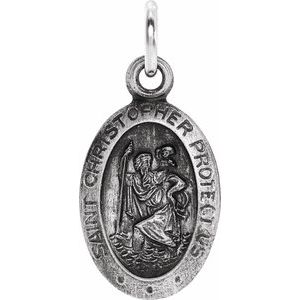 Extel Small Sterling Silver Womens Religious Catholic St. Christopher Patron Saint Medal Pendant Charm