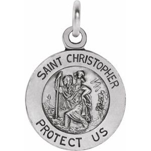 Extel Small Sterling Silver Womens Religious Catholic St. Christopher Patron Saint Medal Pendant Charm