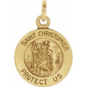 Extel Small 14K Yellow Gold Womens Religious Catholic St. Christopher Patron Saint Medal Pendant Charm