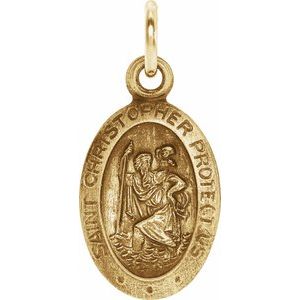 Extel Small 14K Yellow Gold Womens Religious Catholic St. Christopher Patron Saint Medal Pendant Charm