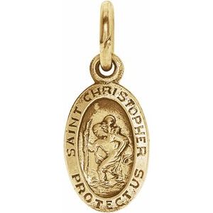 Extel Small 14K Yellow Gold Womens Religious Catholic St. Christopher Patron Saint Medal Pendant Charm