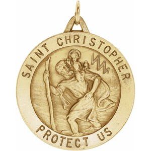 Extel Large 14K Yellow Gold St. Christopher Medal Pendant