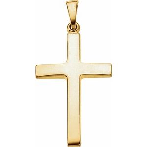 Extel Medium 14K Yellow Gold Mens Womens Religious Cross Pendant Charm Made in USA