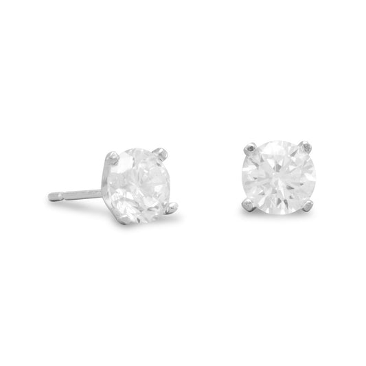 Extel Rhodium Plated 6mm CZ Stud Earrings