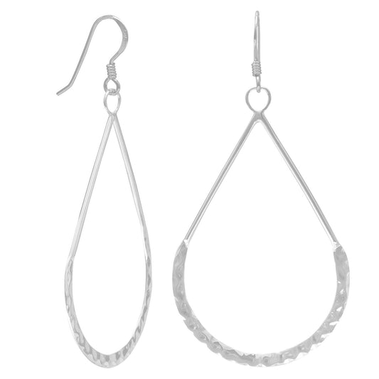 Extel Hammered Pear Shape French Wire Earrings