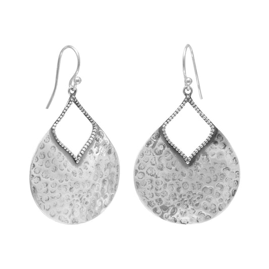 Extel Oxidized Hammered Pear Shape Earrings