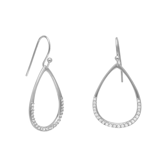 Extel Rhodium Plated CZ Pear Drop Earrings