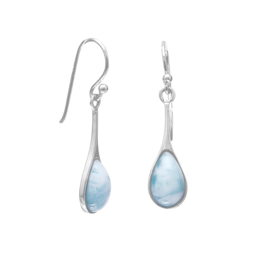 Extel Rhodium Plated Pear Drop Larimar Earrings