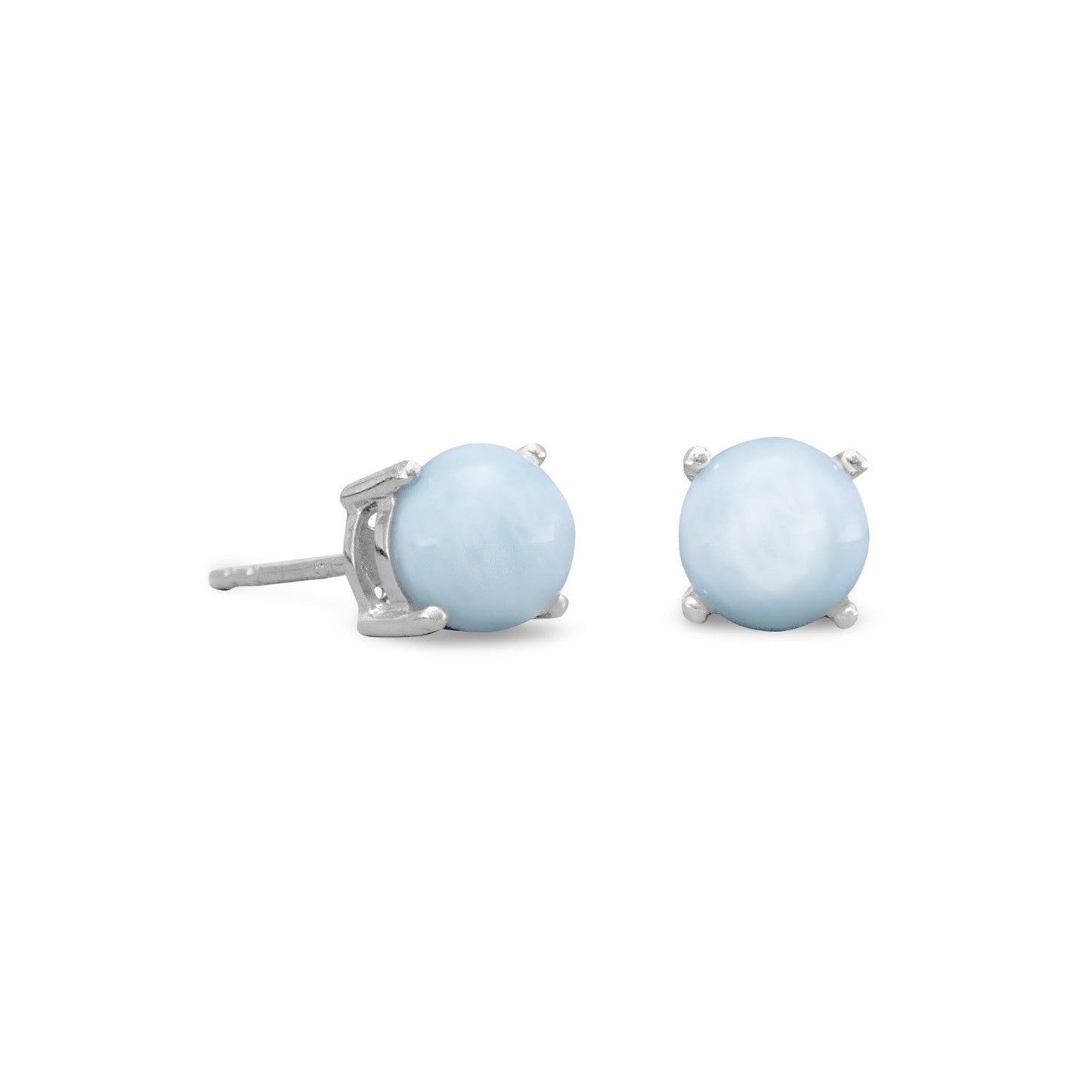 Extel Rhodium Plated Larimar Stud Earrings