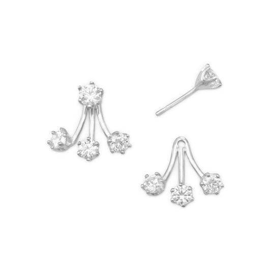 Extel Rhodium Plated CZ Front Back Earrings