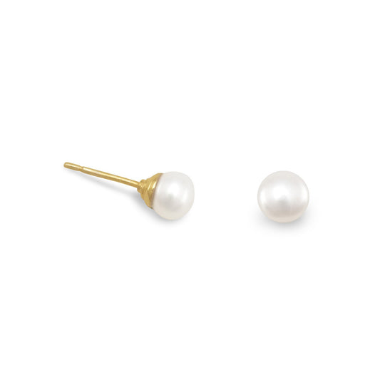 Extel 14 Karat Gold Plated Cultured Freshwater Pearl Stud Earrings