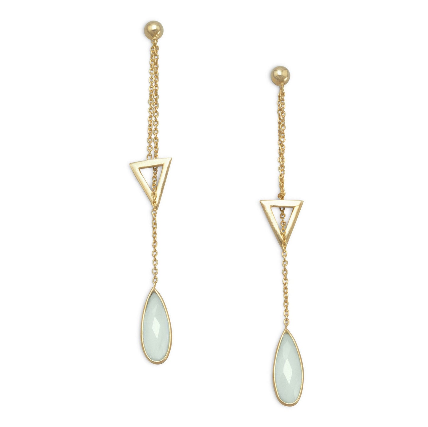 Extel 14 Karat Gold Plated Lariat Style Earrings with Chalcedony Drop