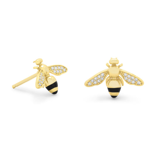 Extel "BEE Mine!" 14 Karat Gold Plated Signity CZ Bee Earrings