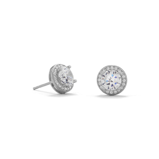 Extel Rhodium Plated Elegant 6.5mm CZ Studs