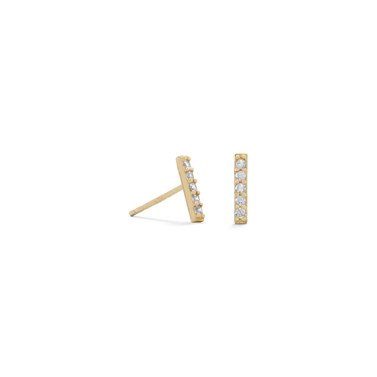 Extel 14 Karat Gold Plated Mini CZ Bar Studs