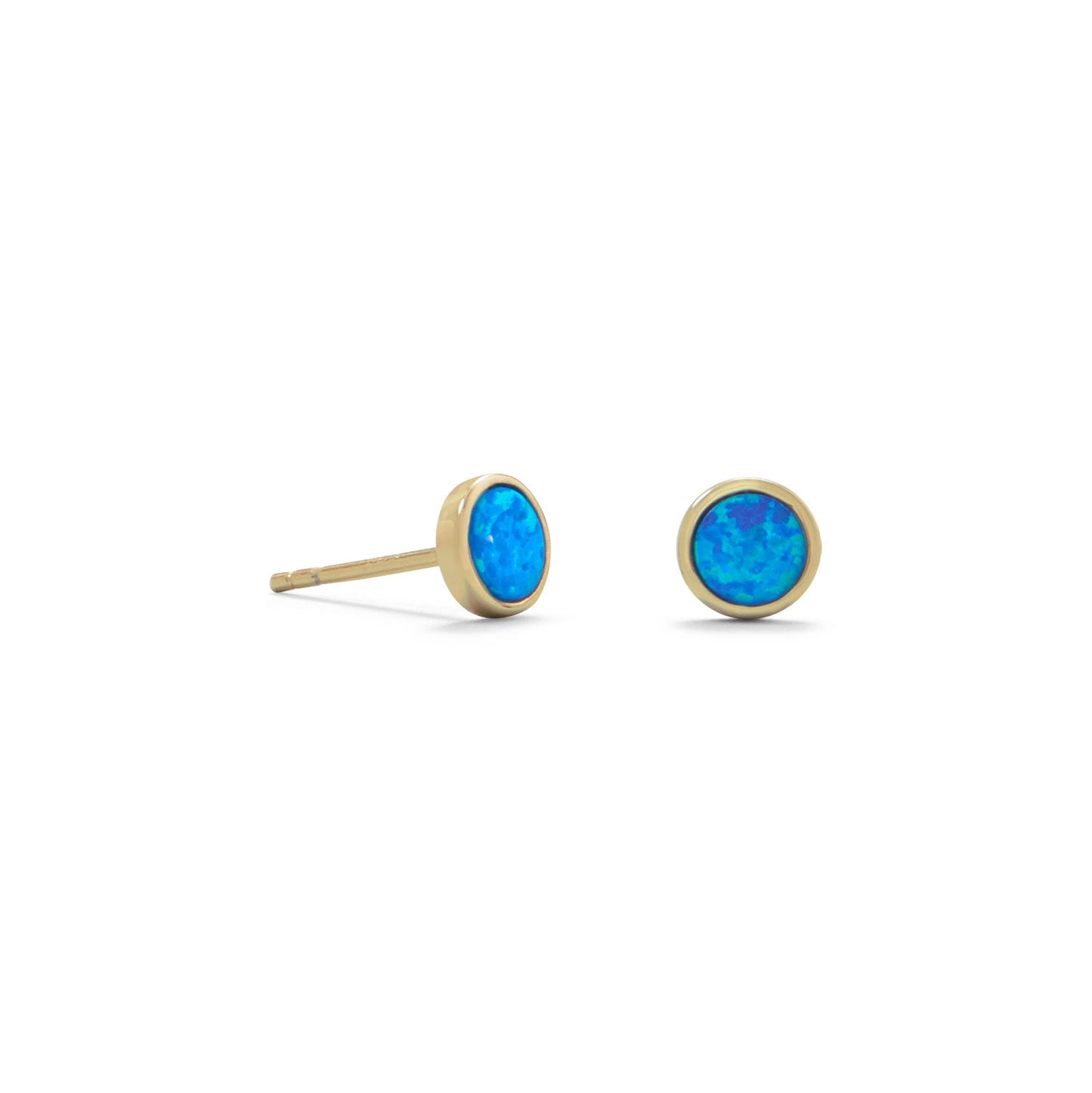 Extel 14 Karat Gold Plated Synthetic Blue Opal Studs