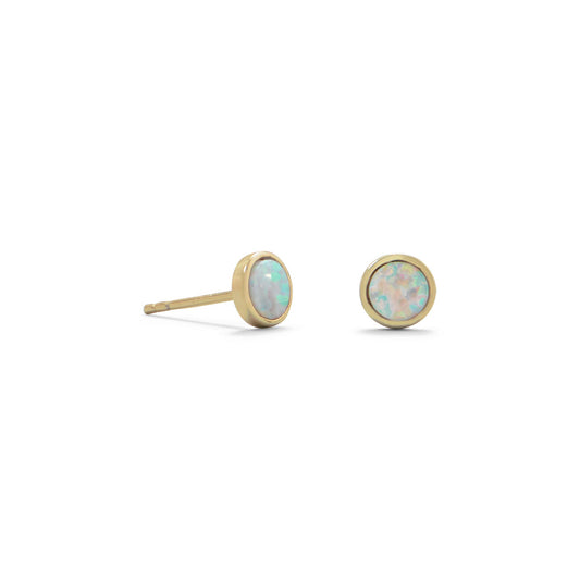 Extel 14 Karat Gold Plated Synthetic White Opal Studs