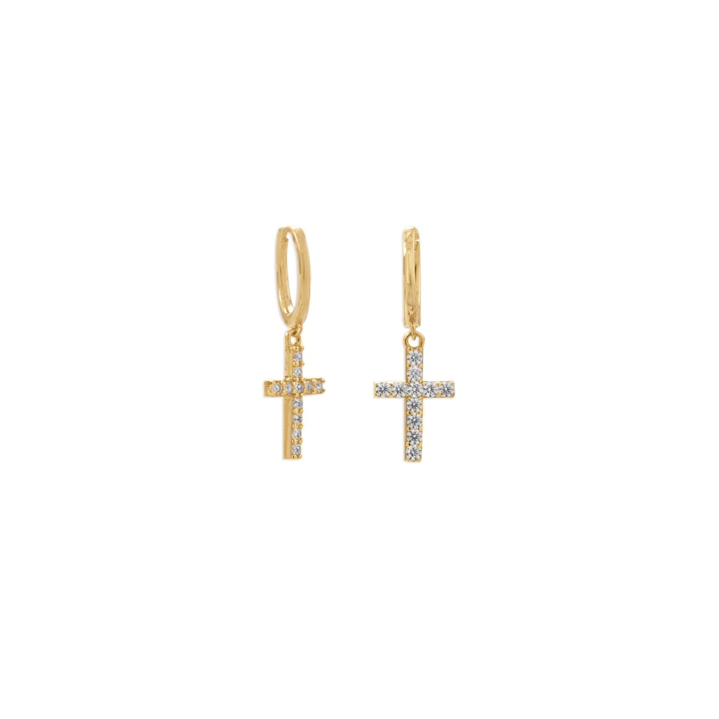 Extel 14 Karat Gold Plated Hoop Earrings with CZ Cross