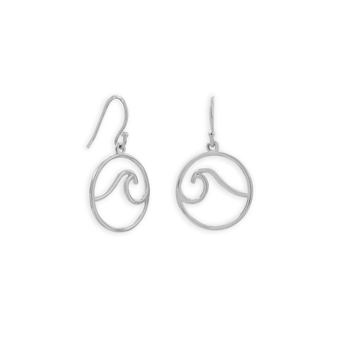 Extel Rhodium Plated Outline Wave French Wire Earrings