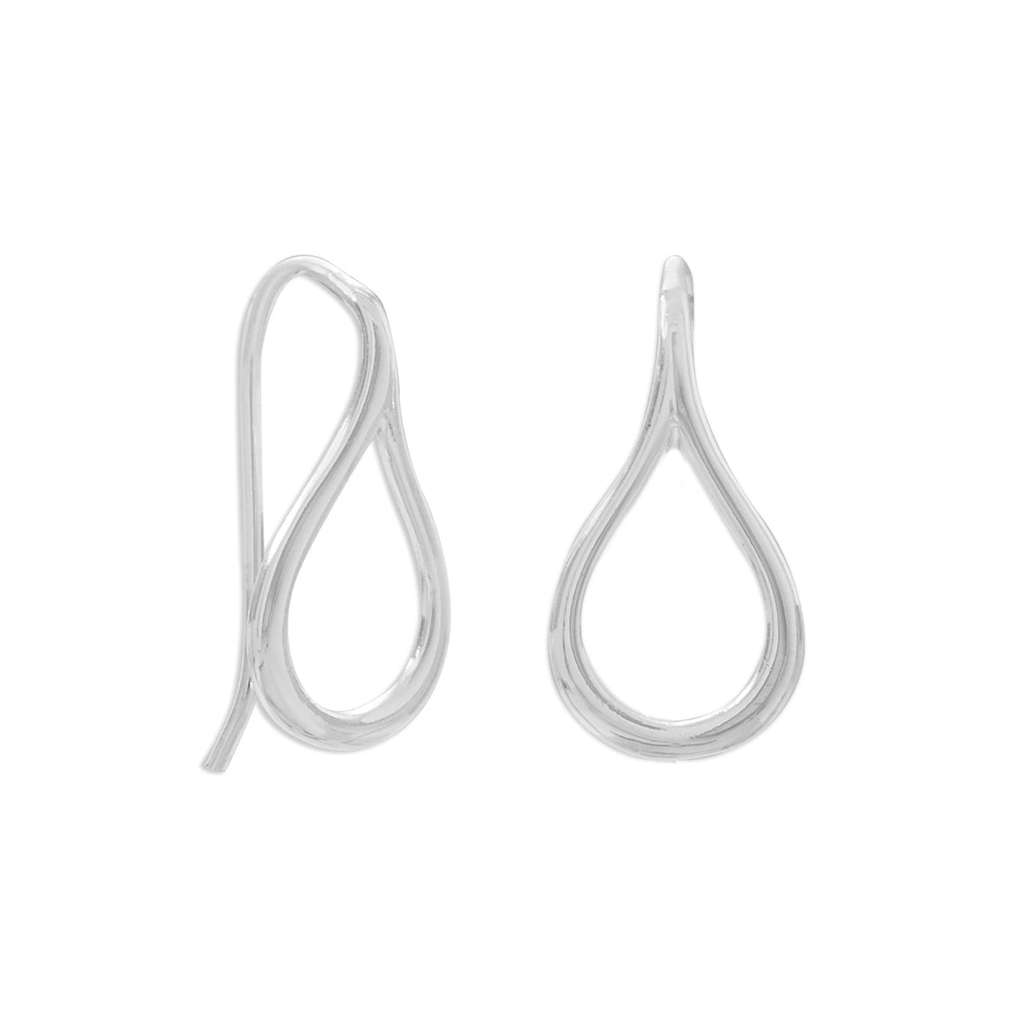 Extel Small Polished Raindrop Outline Wire Earrings