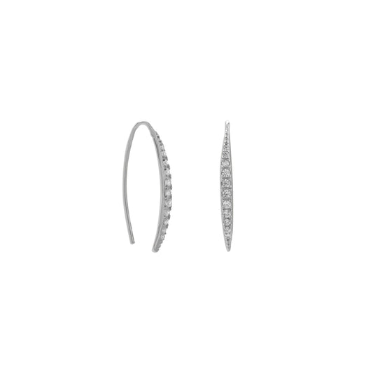 Extel Rhodium Plated Graduated CZ Vertical Bar Earrings