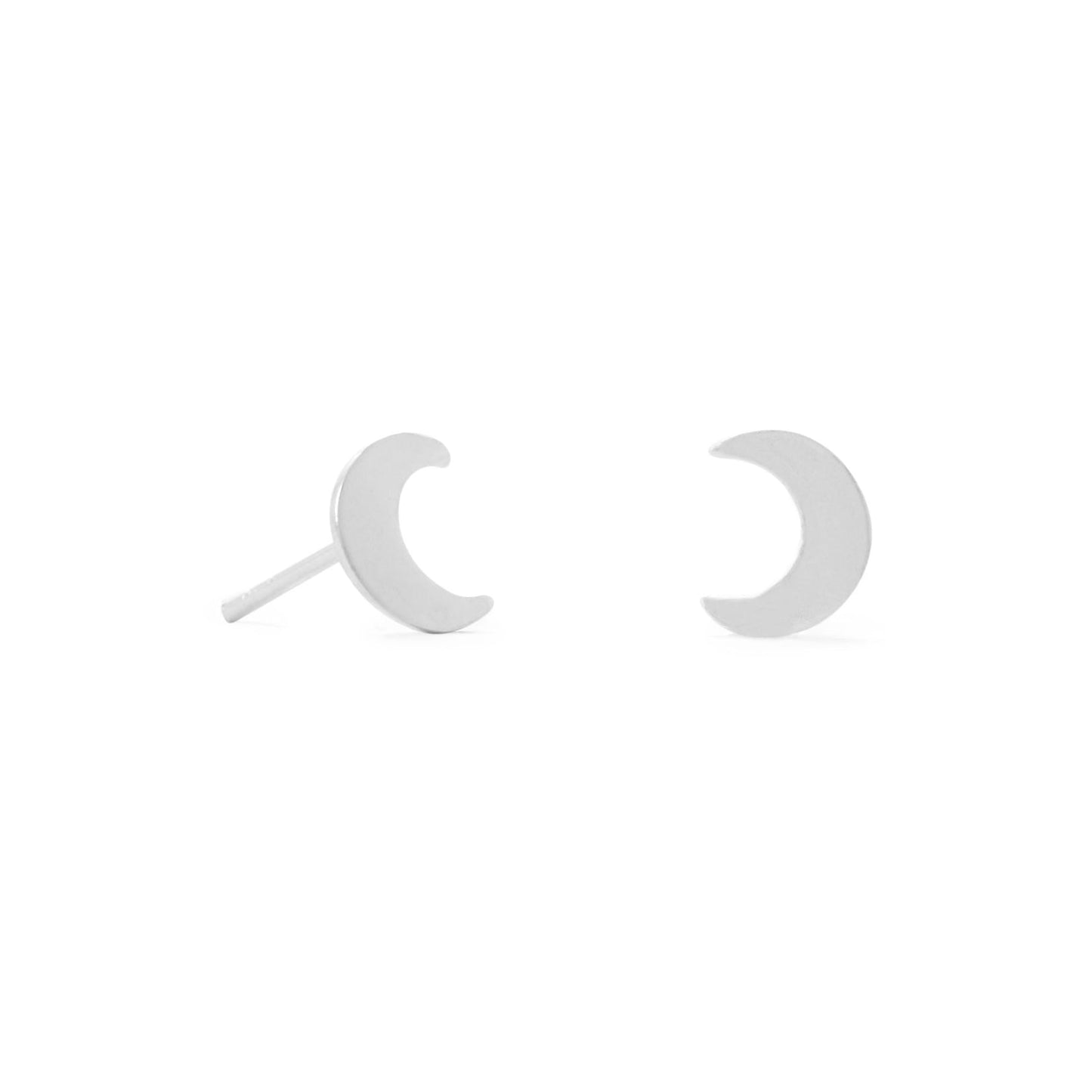 Extel Small Polished Crescent Moon Stud Earrings