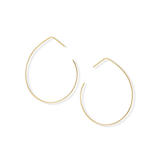 Extel 14 Karat Gold Plated Large Pear Outline Earrings