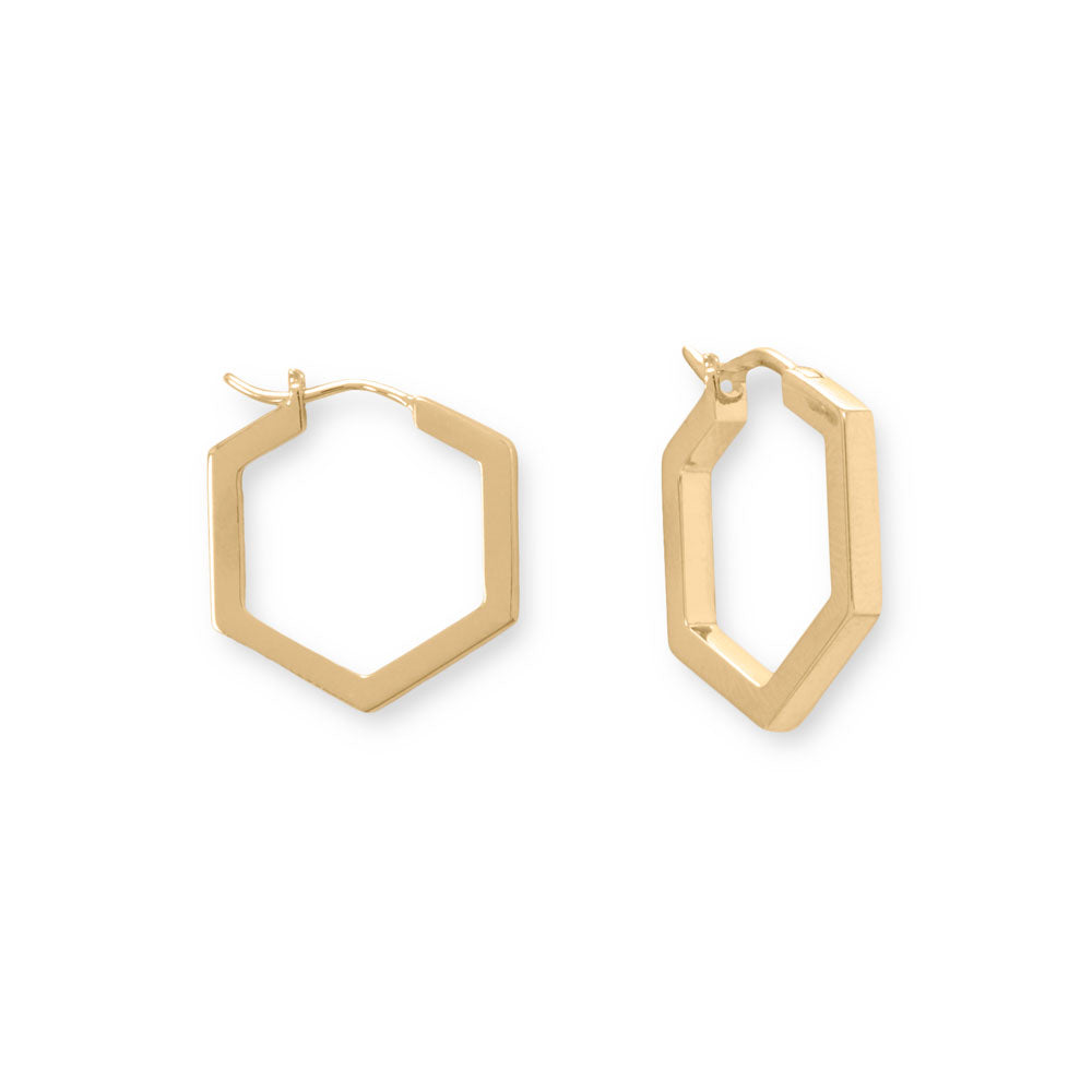 Extel 14 Karat Gold Plated Hexagonal Hoop Earrings