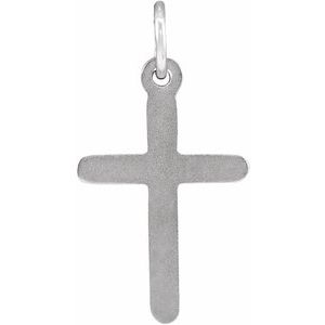 Extel Medium 14K White Gold Mens Womens Religious Cross Pendant Charm