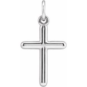 Extel Medium 14K White Gold Mens Womens Religious Cross Pendant Charm