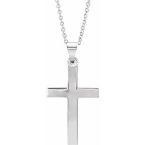 Extel Medium Sterling Silver Religious Cross Pendant Charm Necklace