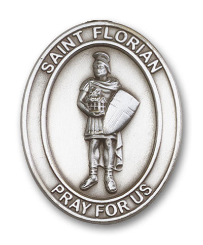 St. Florian Auto Sun Visor Clip for Car Truck Driver, Antique Silver Finish, Made in USA