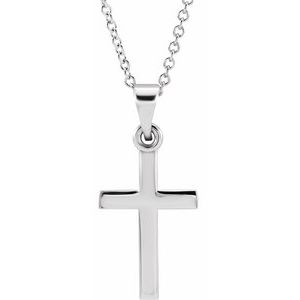 Extel Medium 14K White Gold Religious Cross Pendant Charm Necklace