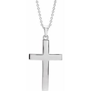 Extel Medium Sterling Silver Mens Womens Religious Cross Pendant Charm with 18" Necklace