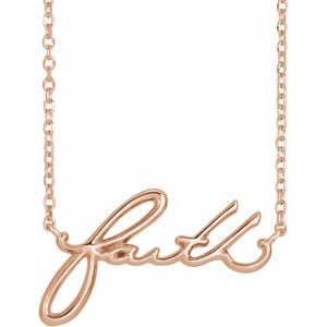 Extel Medium 14K Rose Gold Womens Faith Pendant Charm with 16" Necklace