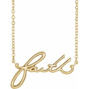 Extel Medium 14K Yellow Gold Womens Faith Pendant Charm with 18" Necklace