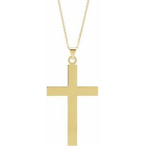 Extel Large 14K Yellow Gold Religious Cross Pendant Charm Necklace